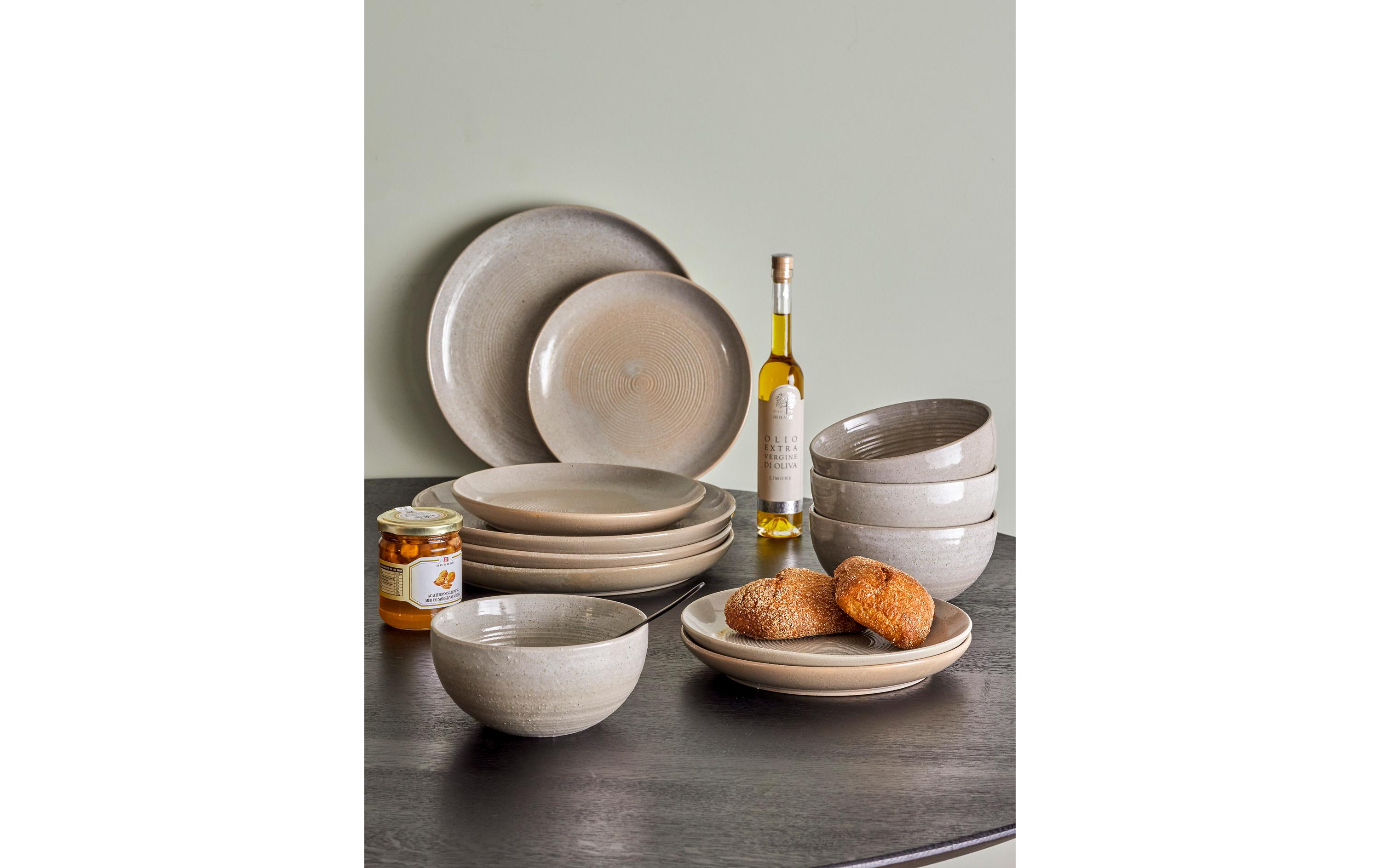 Speise-Service Taupe 12-teilig, Grau<br>Geschirrset