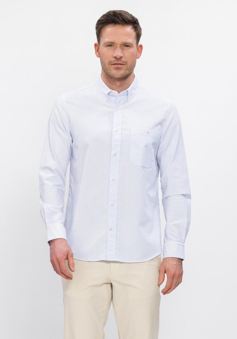 blauwe profuomo casual overhemd shirt bttn dwn rlx casual