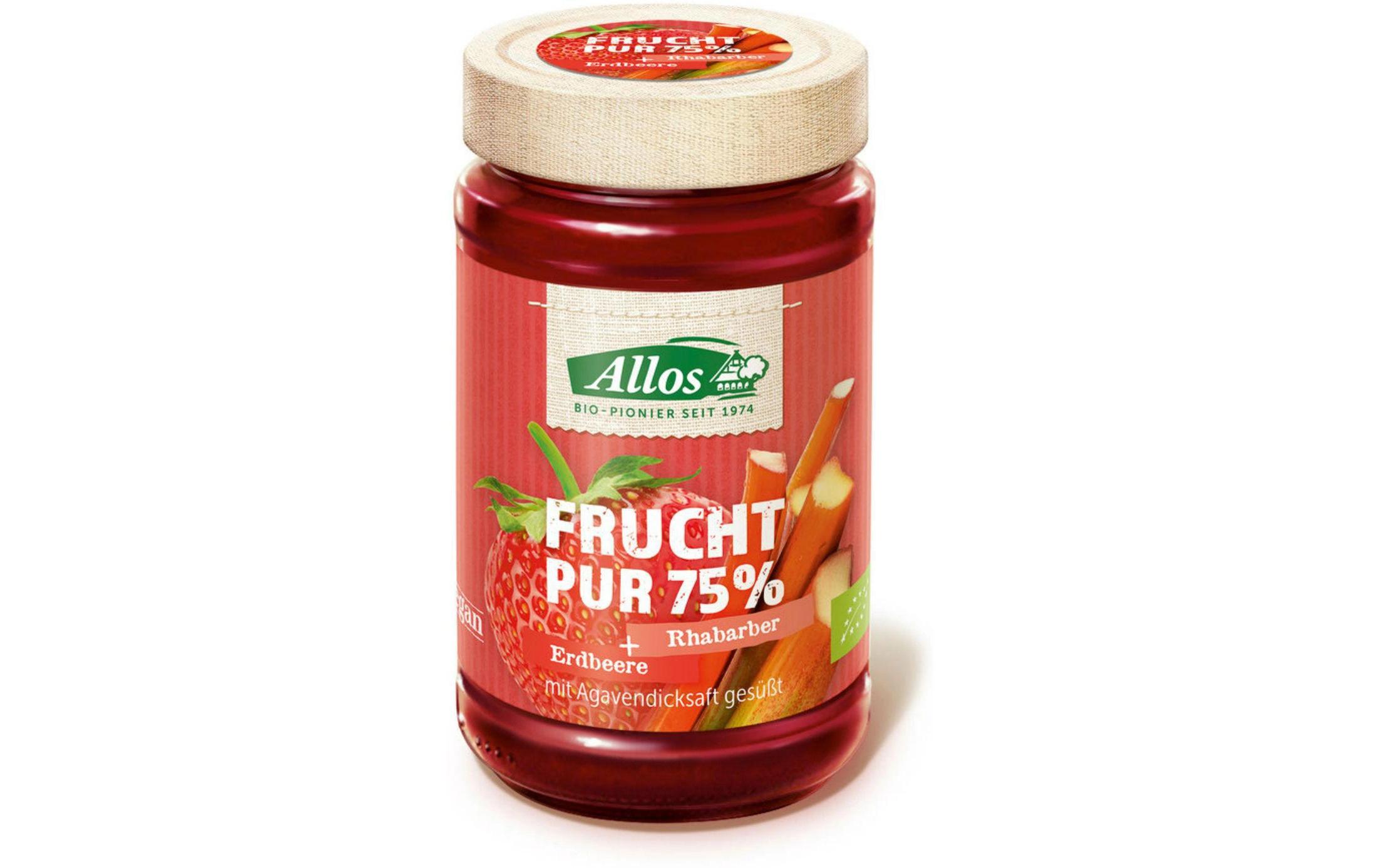 Bio Fruchtaufstrich Erdbeer-Rhabarber 250 gBiologisch zertifizierte Konfitüre