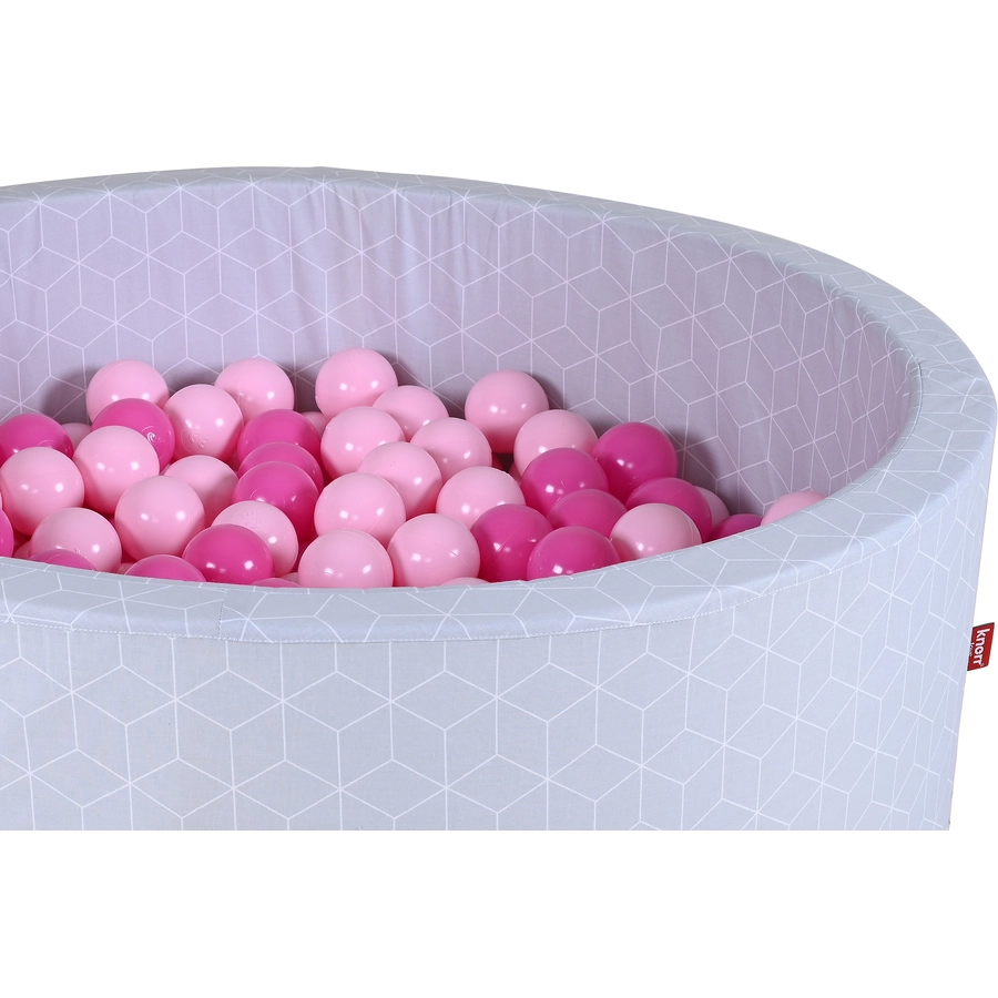 knorr toys® Bällebad soft - Geo cube grey - 300 balls soft pink grau