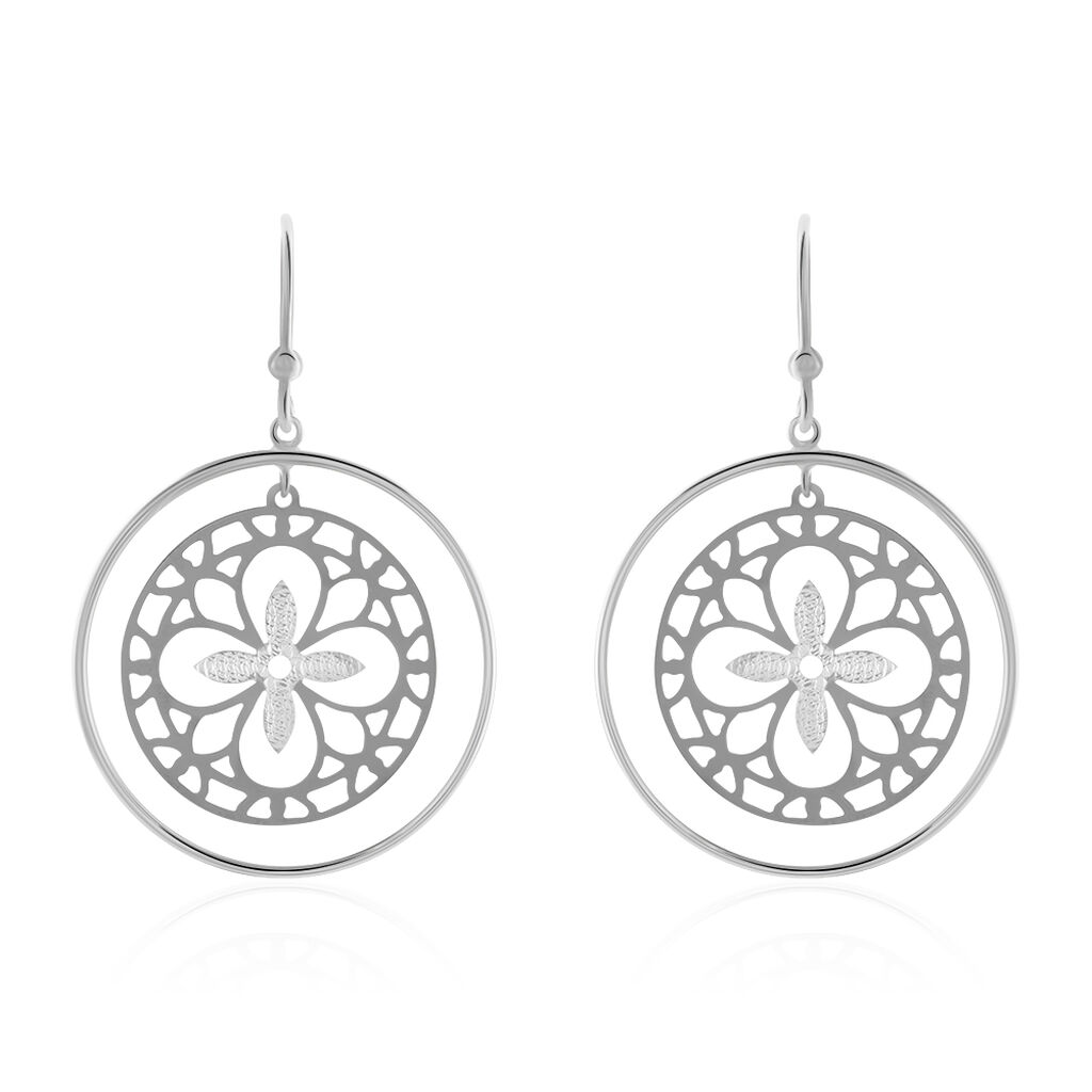 Boucles D'oreilles Puces Trefle Or Blanc