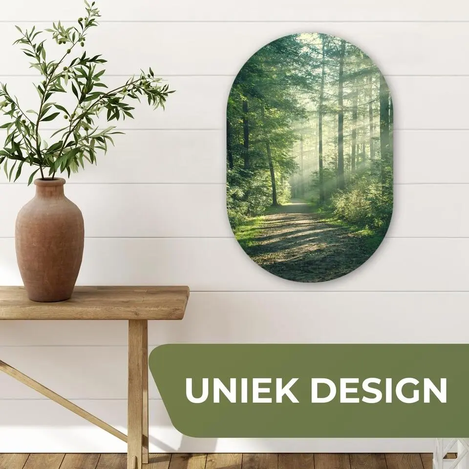 MuchoWow Wand decoratie 40x60cm Bos Pad Zon Bomen Groen