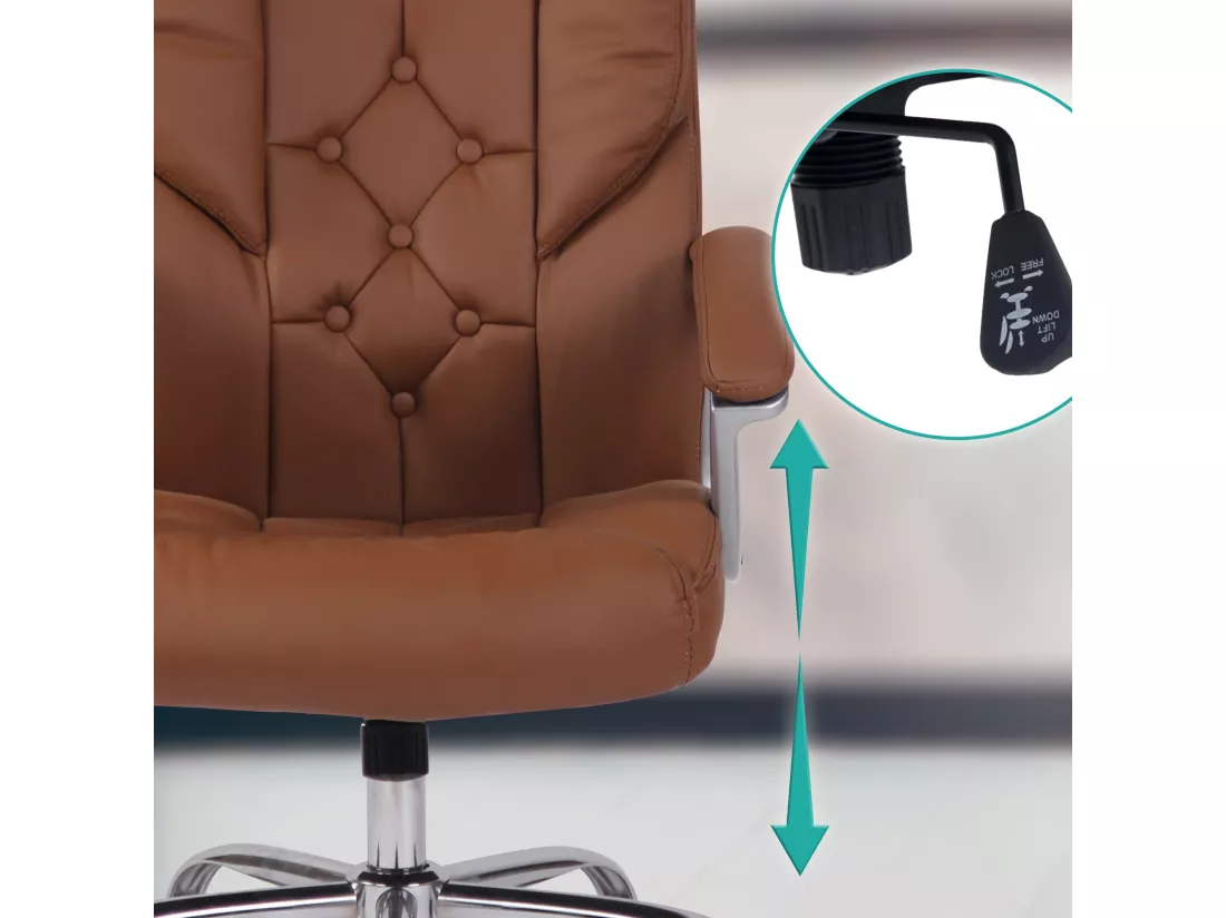 Chaise de bureau - Similicuir & Métal chromé - Marron clair - XXL Rodeo