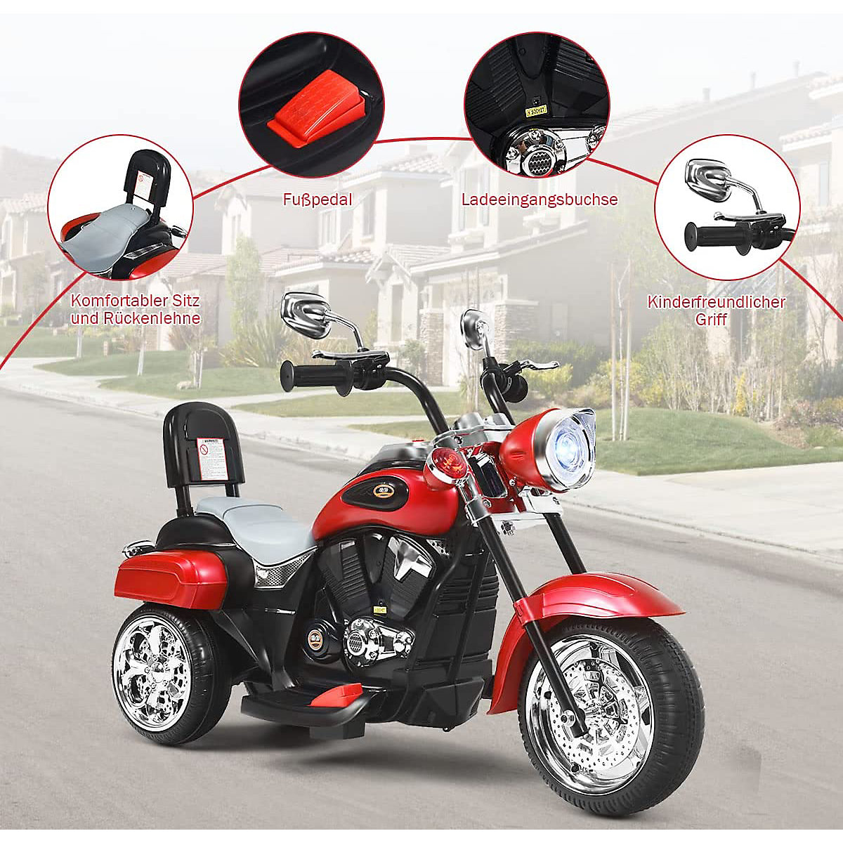 Motorrad Dreir&auml;driges Design ab 3 Jahren rot