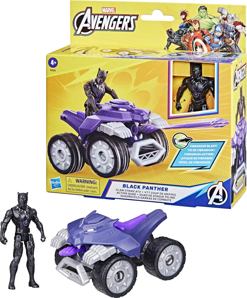 MARVEL - AVENGERS FIGURINE  BLACK PANTHER ET VEHICULE 10 CM