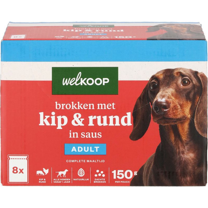 Welkoop Pouch - Hondenvoer - 8x150gr - 150 Gram - rund