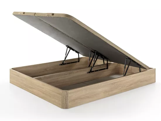 Ensemble 180 x 200 cm sommier coffre naturel clair + matelas hybride ressorts ensachés 7 zones et mousse haute résilience ép.26cm - AUDACE de PALACIO