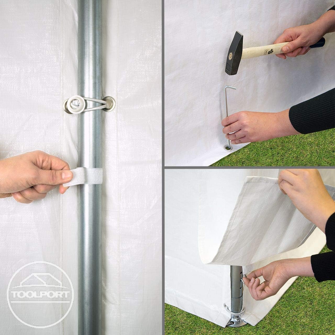 TOOLPORT Partyzelt Pavillon 3x5 m in weiß PE Plane 350 N Wasserdicht UV Schutz Festzelt Gartenzelt