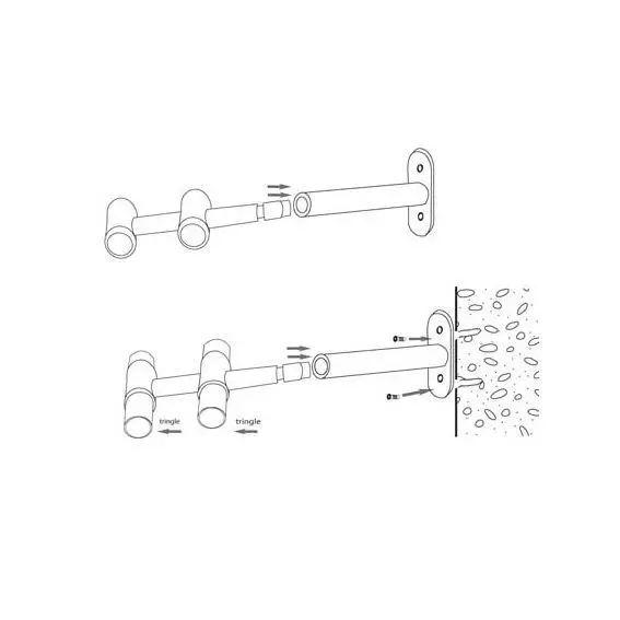 Lot de 2 supports tringles doubles extensibles (L150 - 195 / D20) Jim Noir patiné