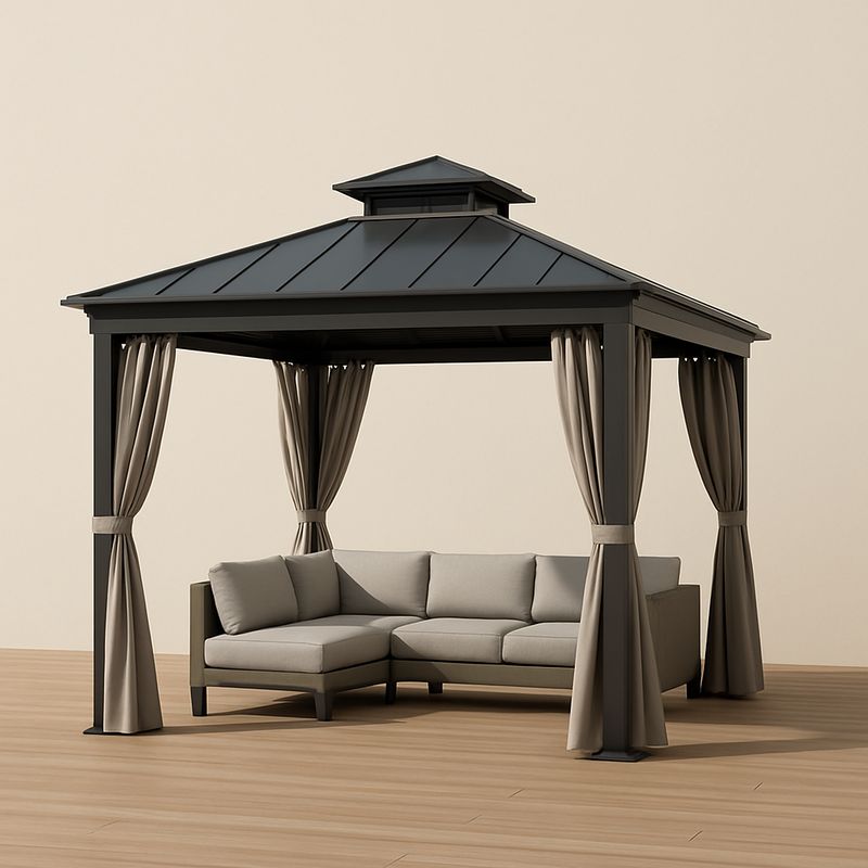 Pavillon 3x3m Aluminium mit Polycarbonatdach und Sofa