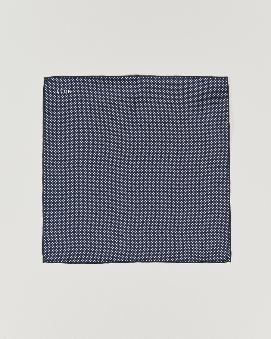 Eton Silk Polka Dot Pocket Square Navy