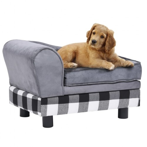 Sofá cinza estilo divã para cães