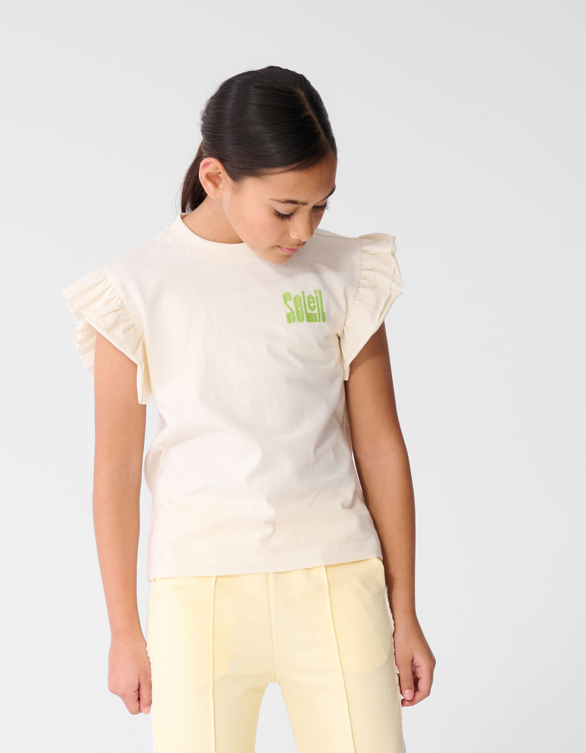 Ruffle Soleil Artwork T-shirt Gebroken Wit