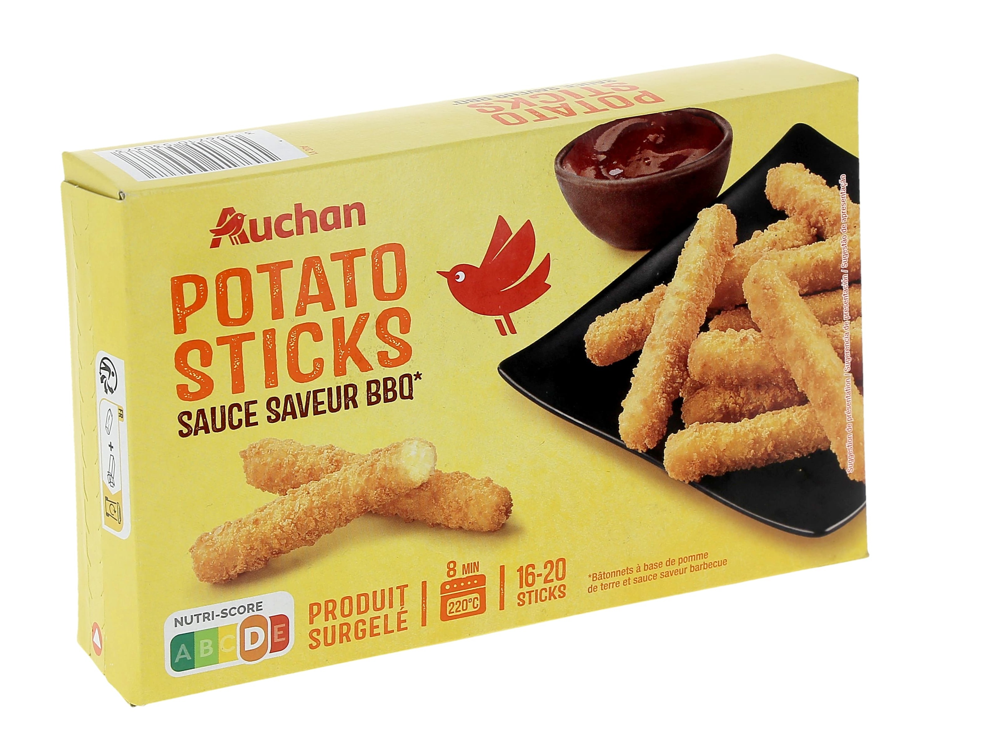 PATATO STICKS AUCHAN C/MOLHO BARBECUE 250G