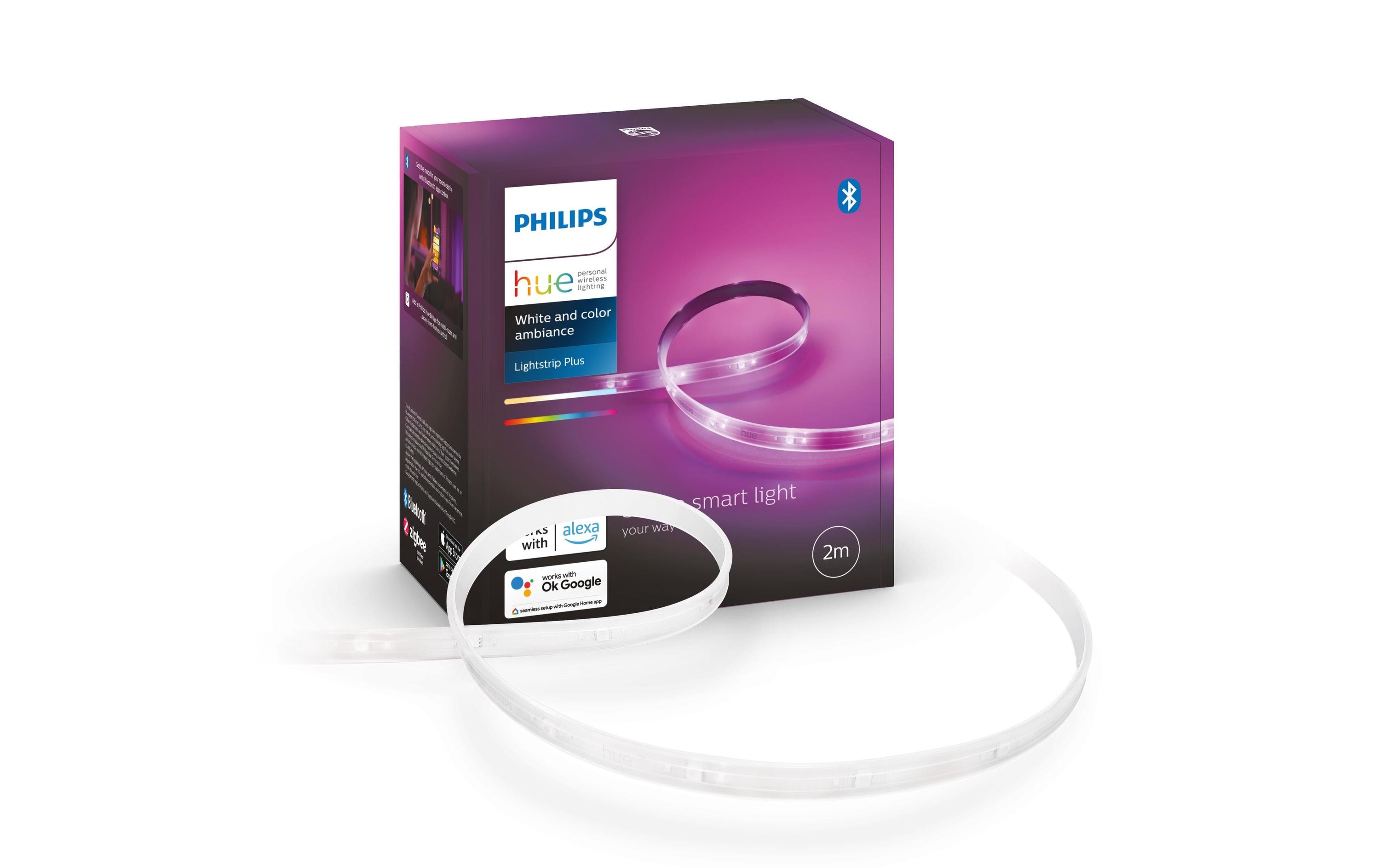 White & Color Ambiance Lightstrip Plus 2m BasisKabellose, mittels Smartphone steuerbare Leuchtstreifen
