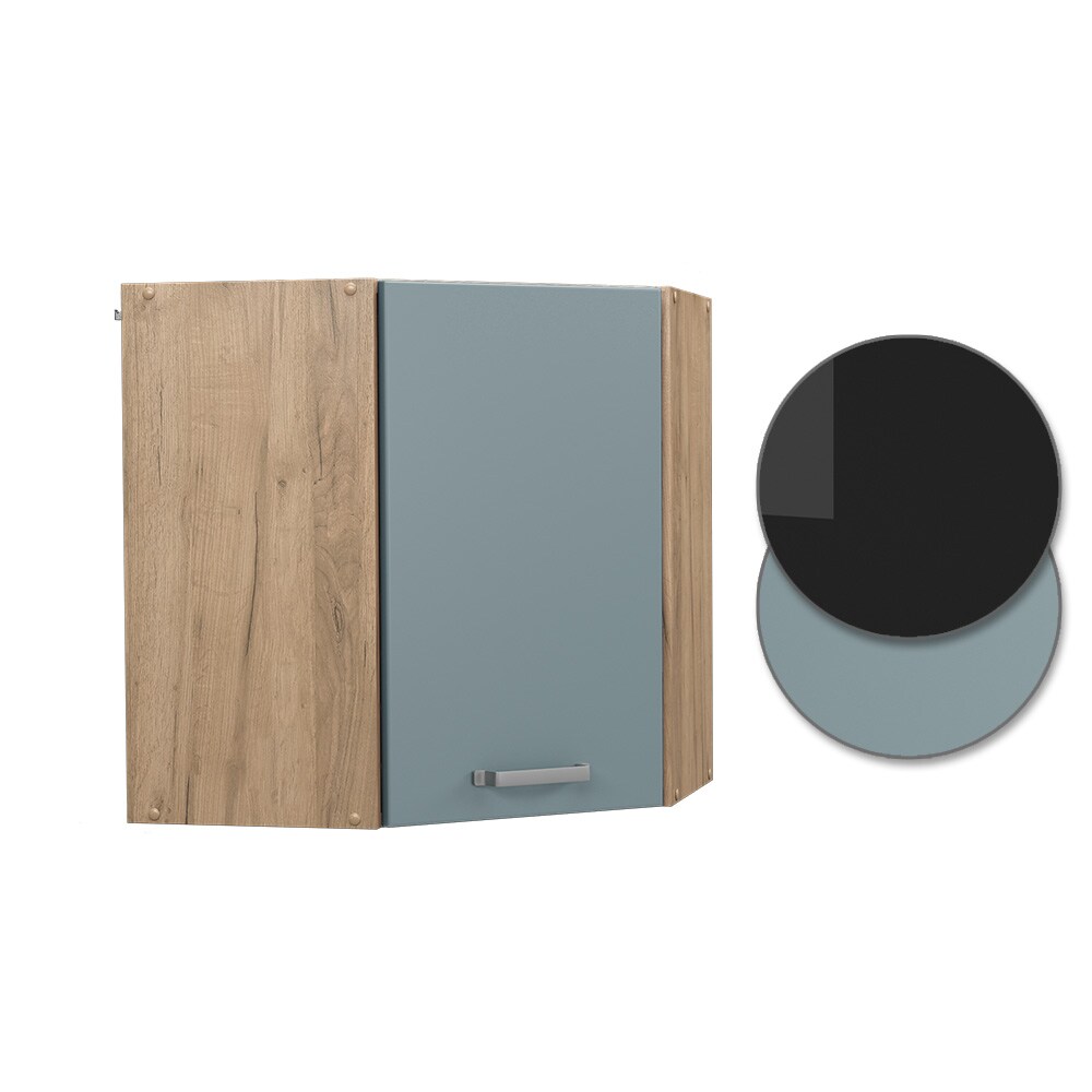 Vicco Eckhängeschrank Küchenschrank R-Line Solid Eiche Blau Grau 57 cm modern