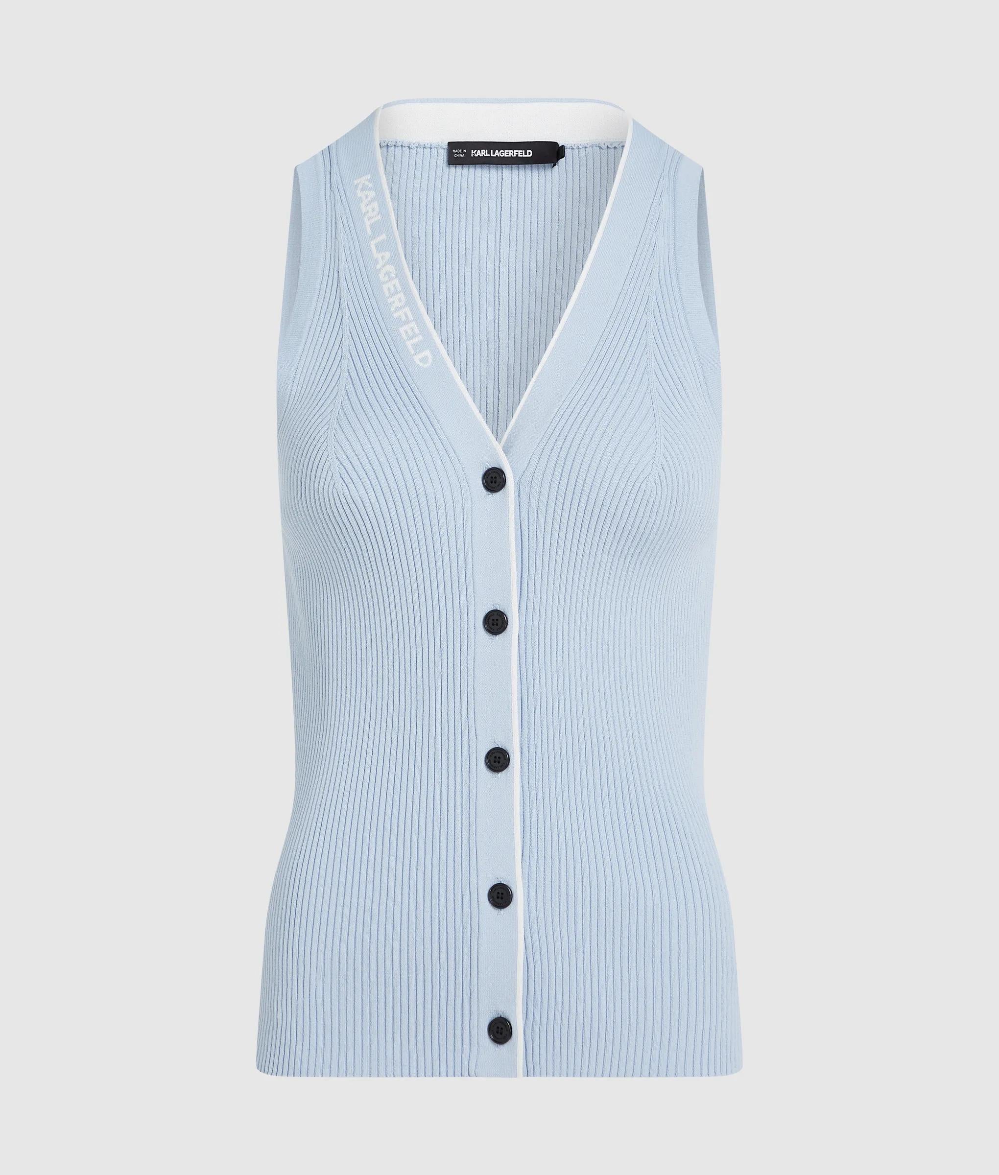 Gebreide top met V-hals en logo
