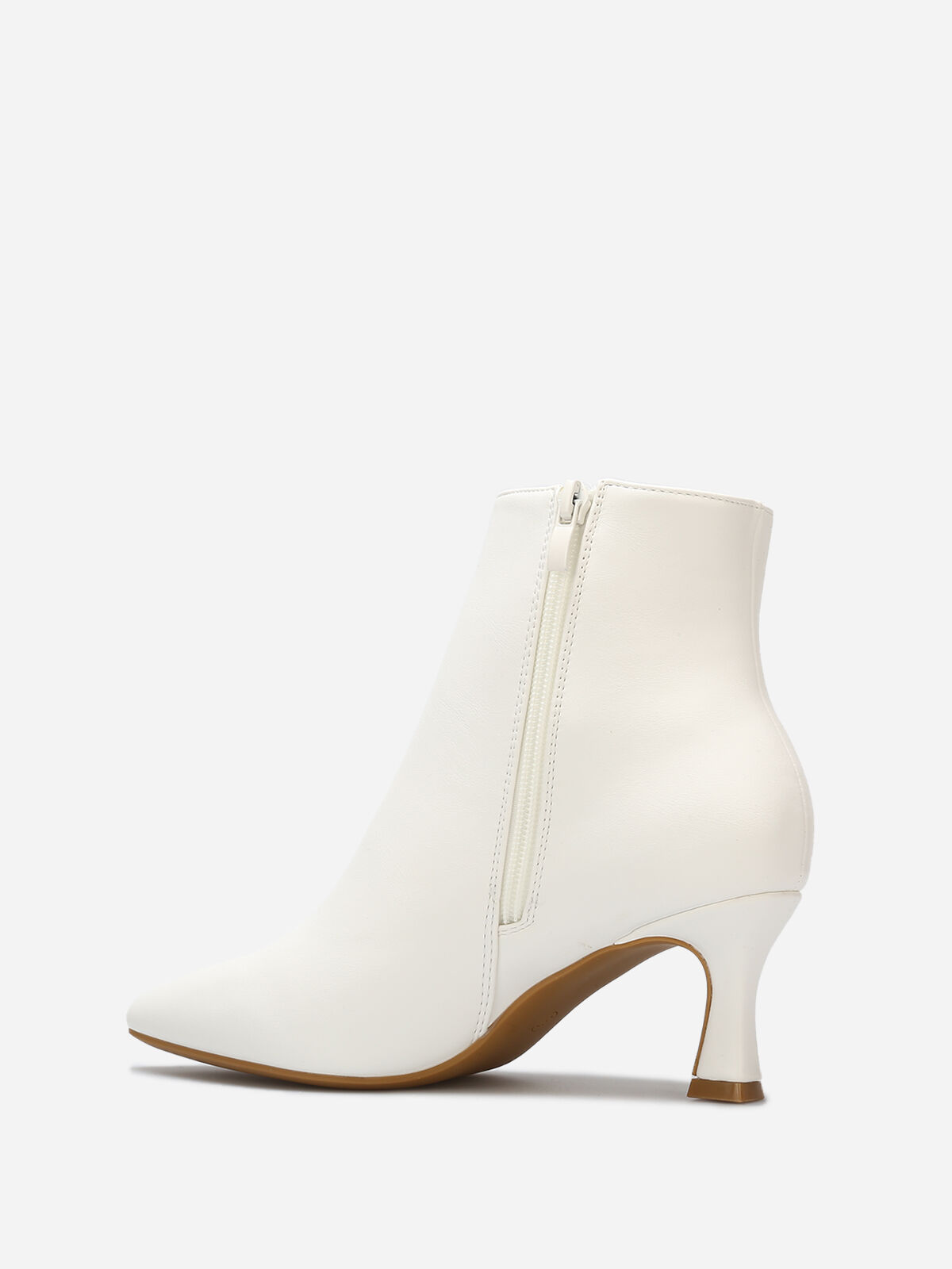 Bottines en simili à petit talon- Blanc
