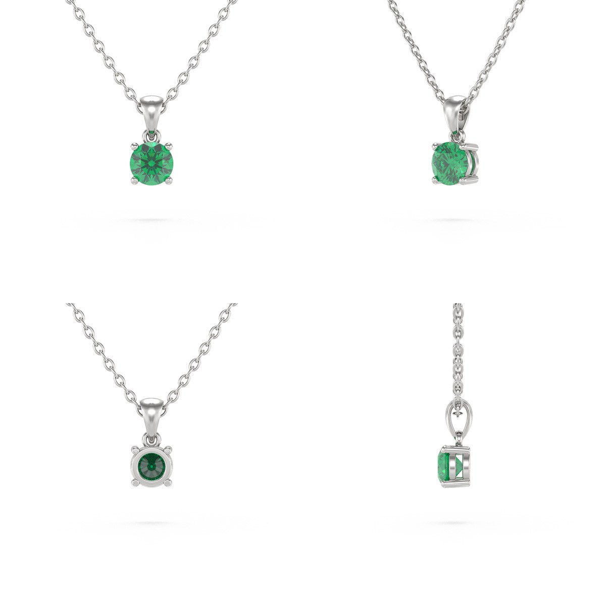 Collier Pendentif ADEN Or 585 Blanc Emeraude Chaine Or 585 incluse 0.23grs