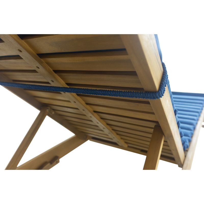Bain de soleil mola en bois d'acacia fsc avec matelas ondulo bleu