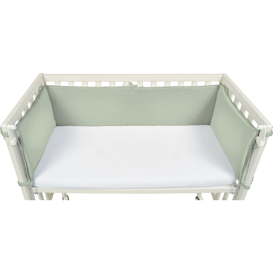 Dr. Sonne Nestchen für Beistellbett Waffelpiquet Uni grün 26 x 170 cm