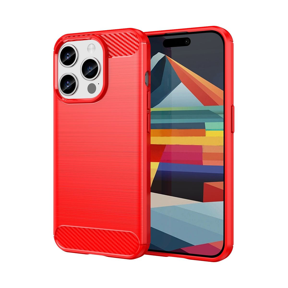 Hülle Handy Schutz für Apple iPhone 15 Pro Case Cover Tasche Etuis Carbon Bumper