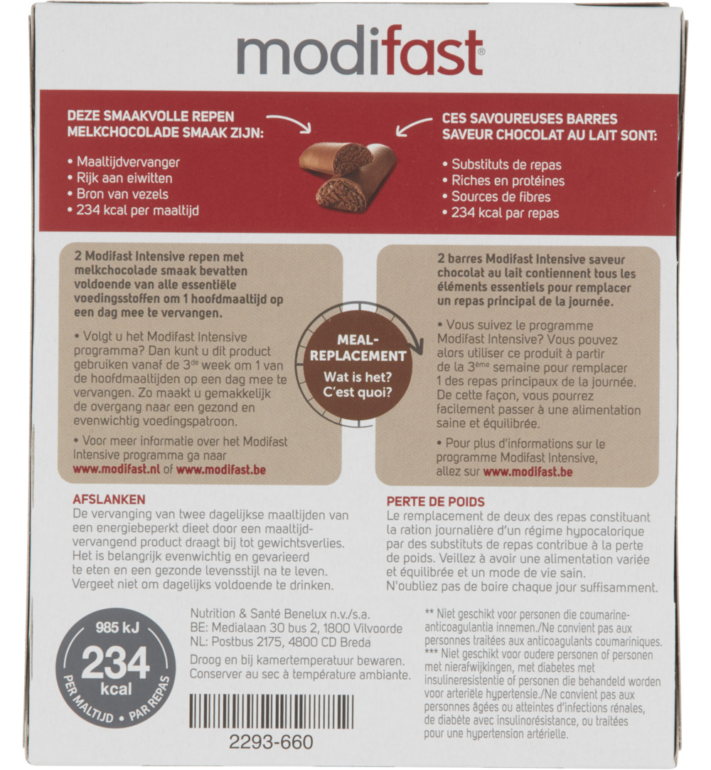 Modifast Snack & Meal Lunchreep Melkchocolade (6 X 31 gr)