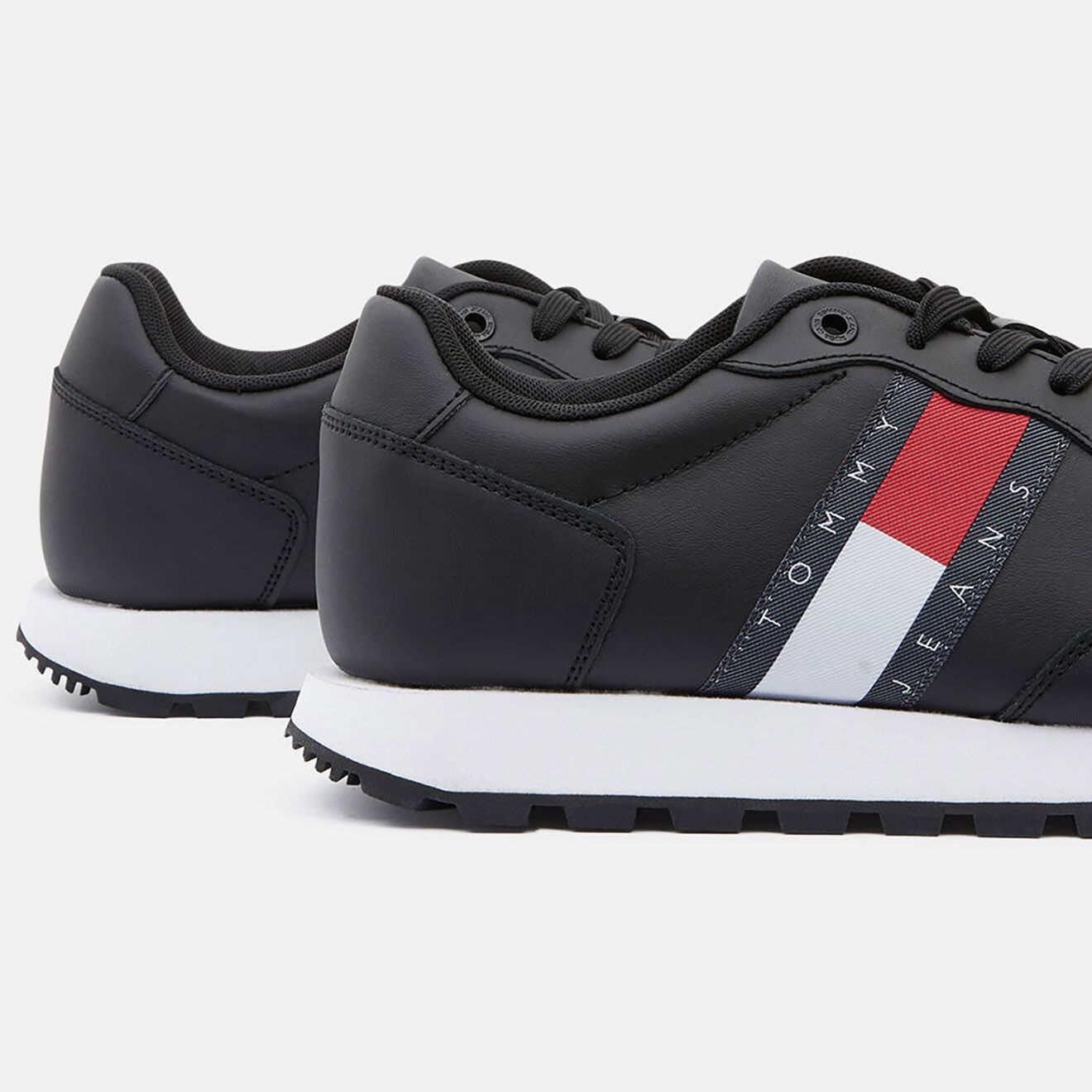 Tommy Jeans Baskets running en Cuir Mix noires