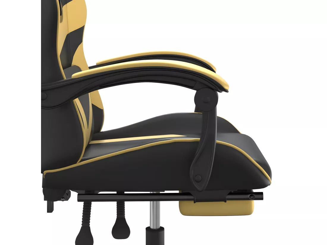 Chaise de jeu pivotante et repose-pied Noir et doré Similicuir