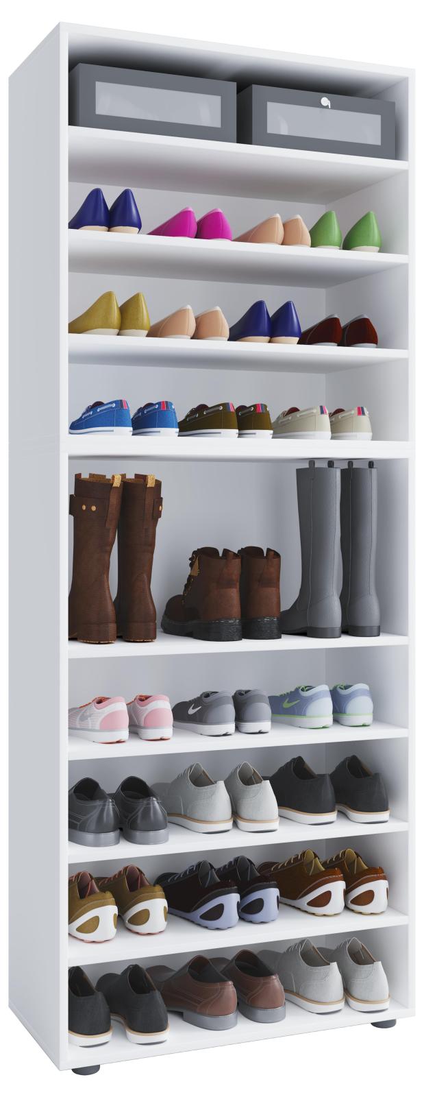 Schuhregal LONA XXL - weiß - 9 Fächer - 70 cm