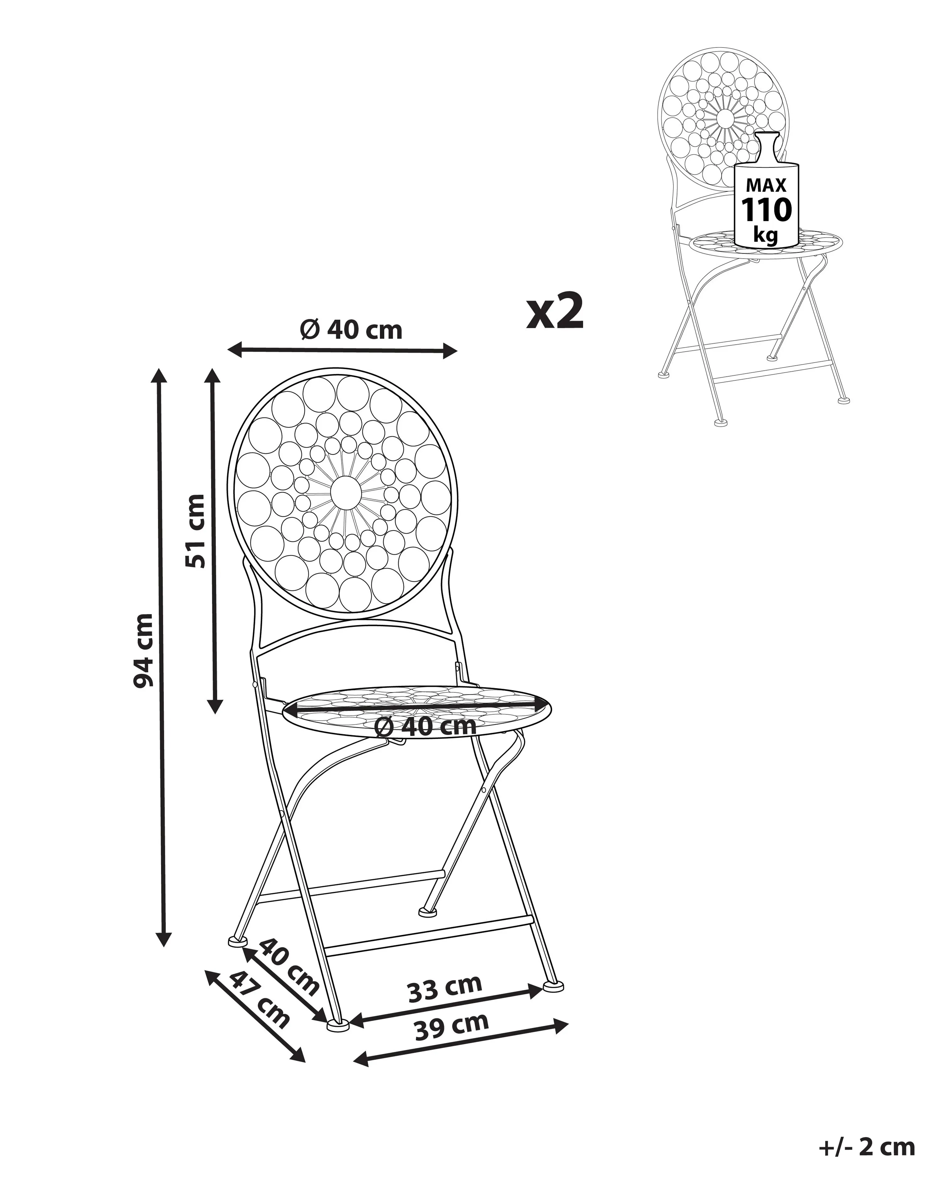 Set van 2 tuinstoelen SCARIO Metaal Rood