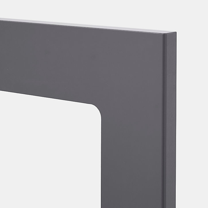 Porte de meuble de cuisine vitrée Stevia gris anthracite brillant l. 30 cm x H. 72 cm GoodHome