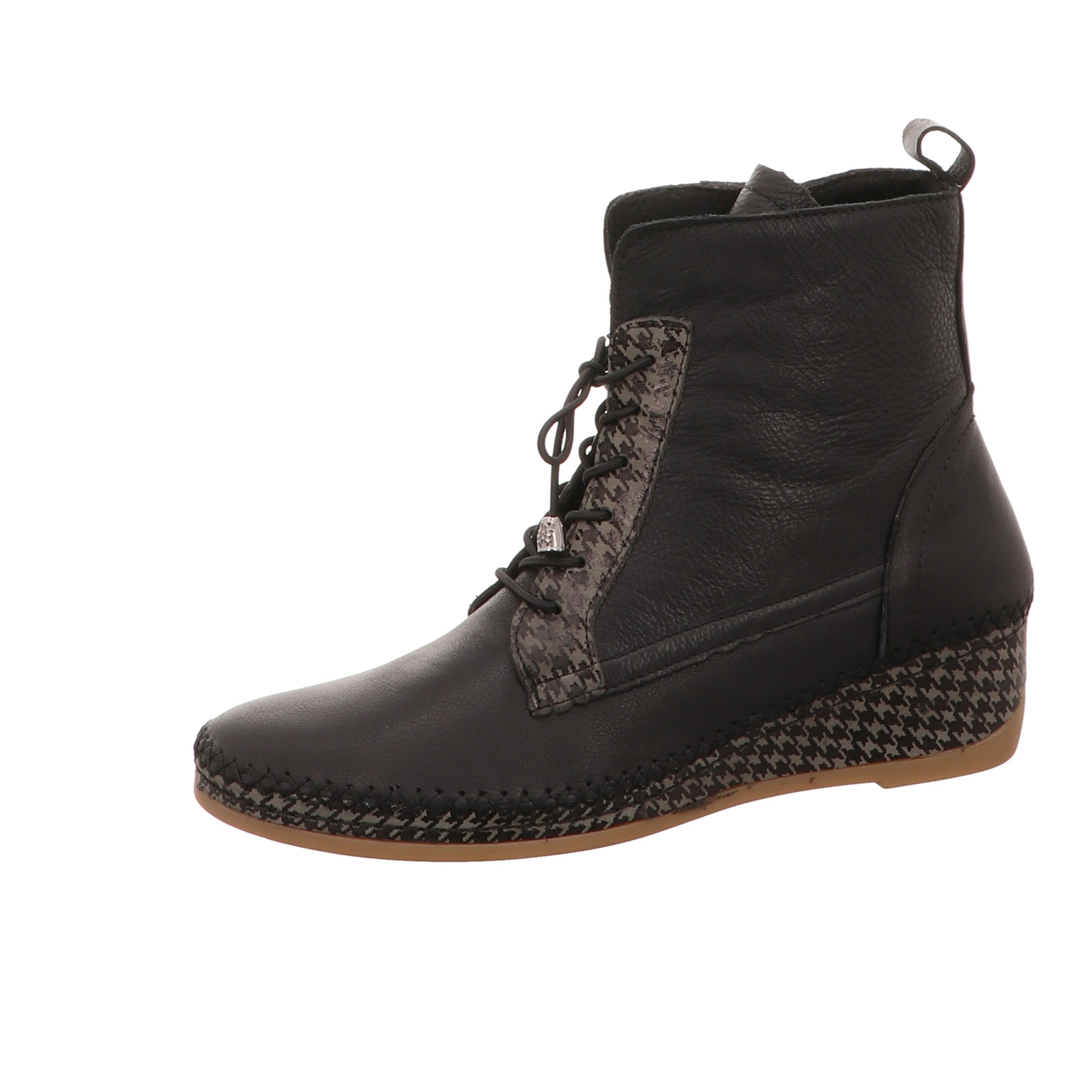 Manitu Schnür-Stiefelette schwarz