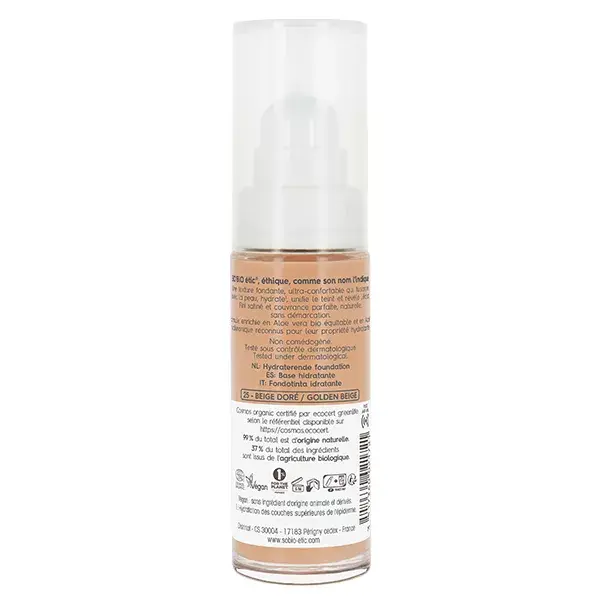 Base Hidratante Orgânica So'Bio Étic Teint Divin nº 25 Bege Dourado 30ml