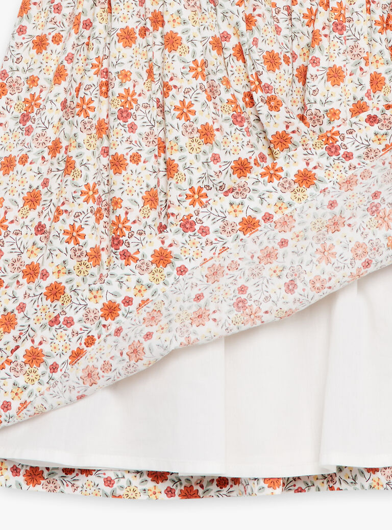 Robe courte évasée ivoire à imprimé fleuri