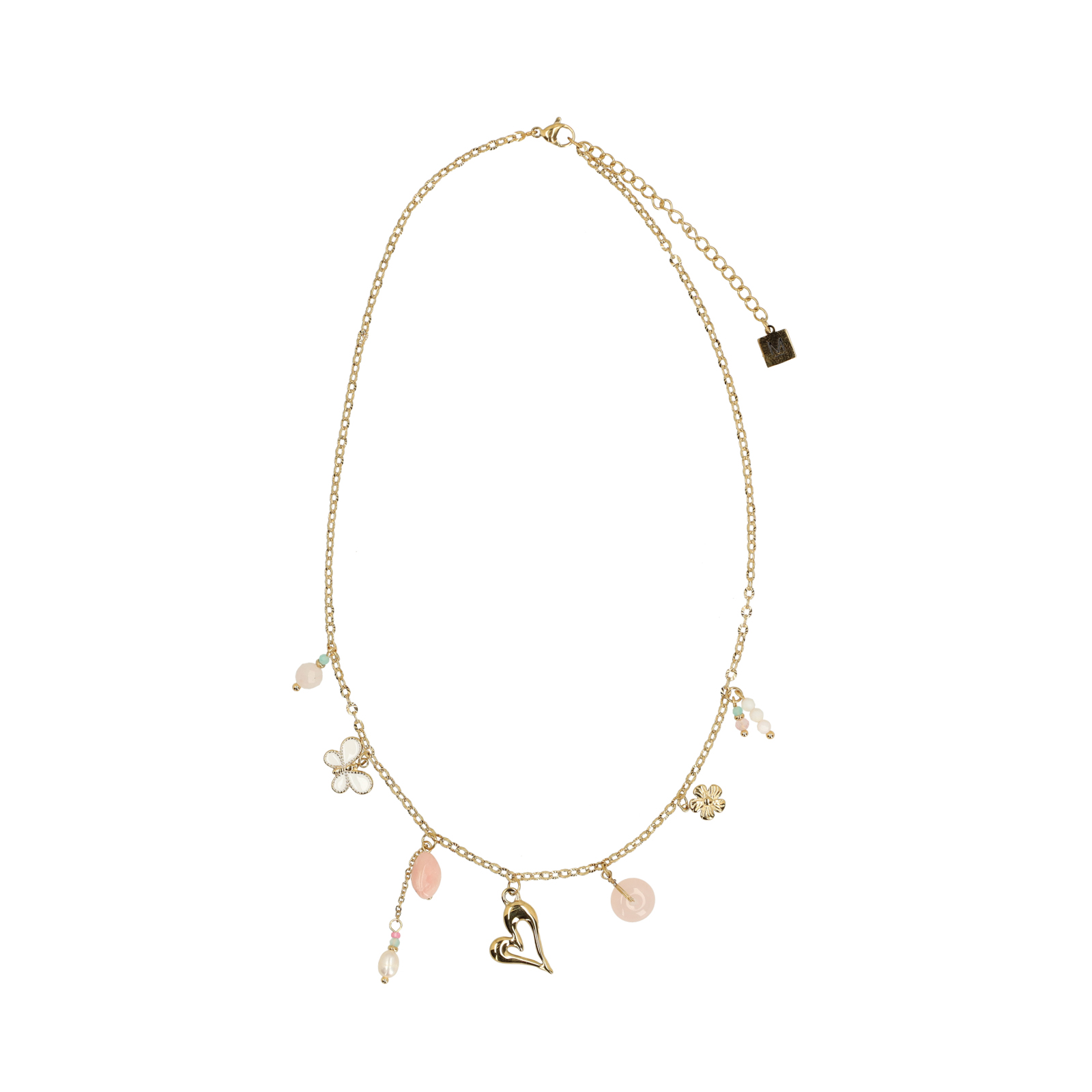 Goudkleurige ketting met bedeltjes