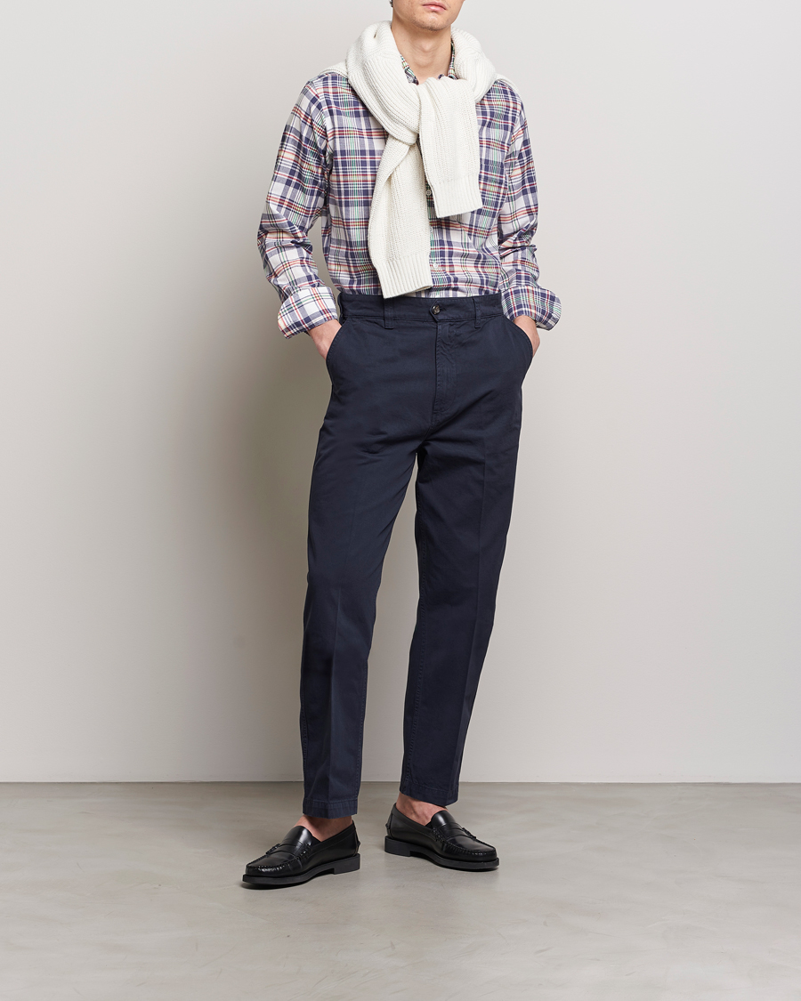 Drake's Flat Front Cotton Chino Navy