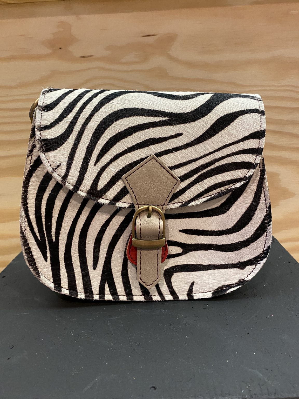 Unique Brand Leren Zadeltas Vacht Zebra