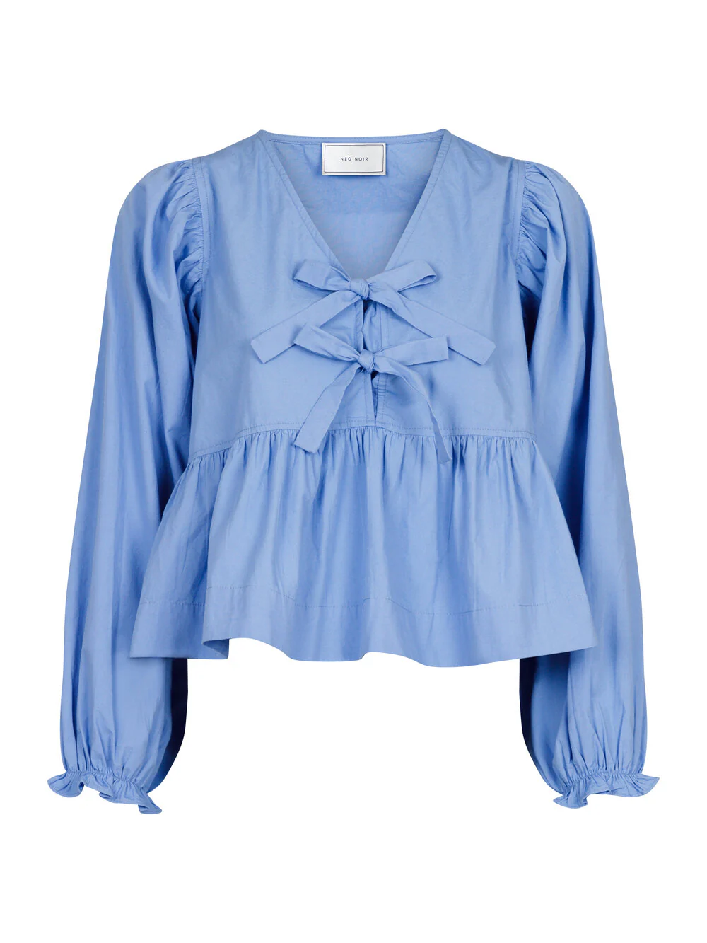Neo Noir  Bessie C Poplin bluse - lyseblå