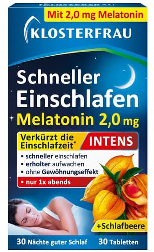 Klosterfrau Schneller Einschlafen Intens 2,0 mg Melatonin 30 Tabletten