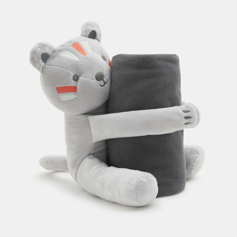Doudou velours et plaid polaire gris bébé naissance Gris ou noir
