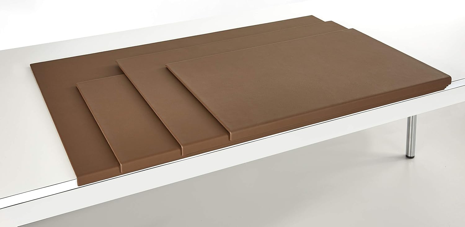 Schreibtischunterlage 680 x 490 mm Leder mit Kantenschutz gewinkelt / 90° abgewinkelt braun für USM HALLER TISCH