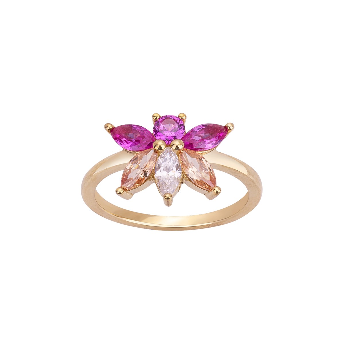 Bague en Plaqué Or avec oxyde de zirconium multicolore