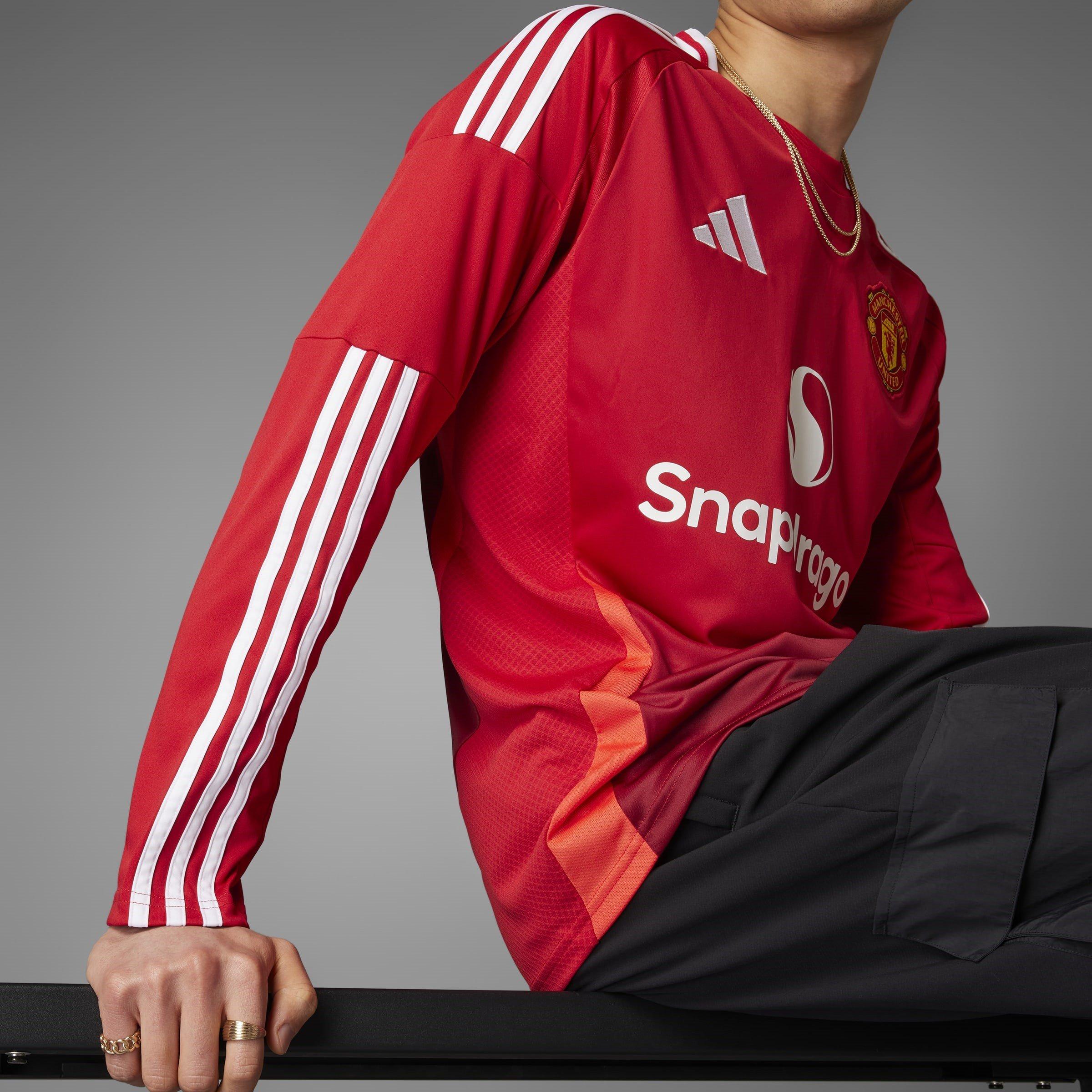 adidas Manchester United Home Long Sleeve Shirt 2024 2025 Adults