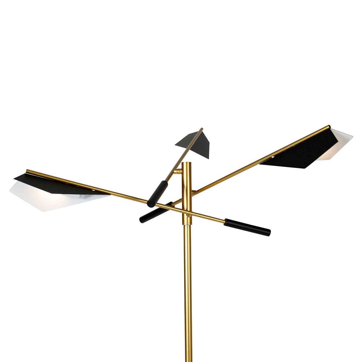 QAZQA - Design vloerlamp, zwart met goud/messing, 3-lichts - Sinem/woonkamer/slaapkamer - staal, langwerpig - geschikt voor G9 ledlampen