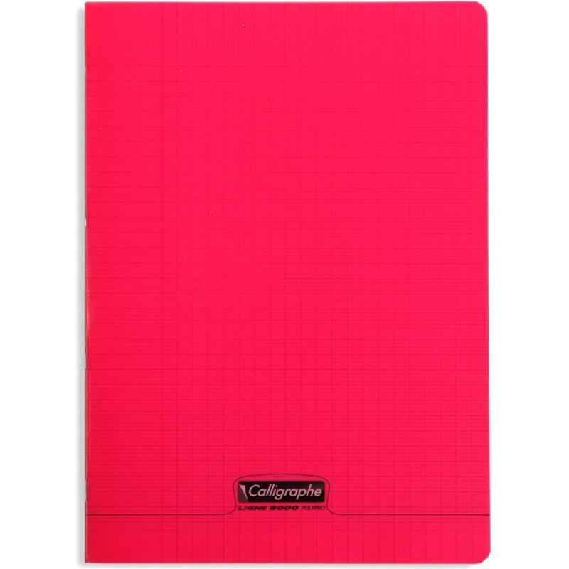 Cahier piqué 8000 POLYPRO A4 140 pages grands carreaux 90 g - Rouge