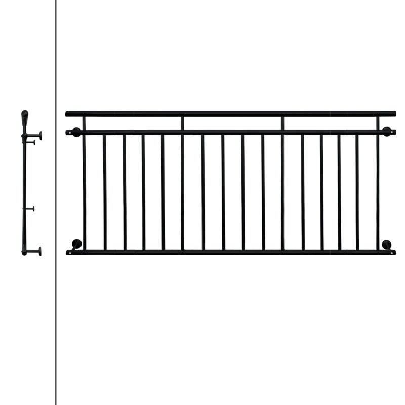 ECD Duitsland Franse balkonleuning 225 x 90 cm - met 16 vulspijlen - Zwart - mat en ruw - van gepoedercoat staal - Balkonleuning, balkonleuning, spijlenleuning, balkonrooster, raamrooster