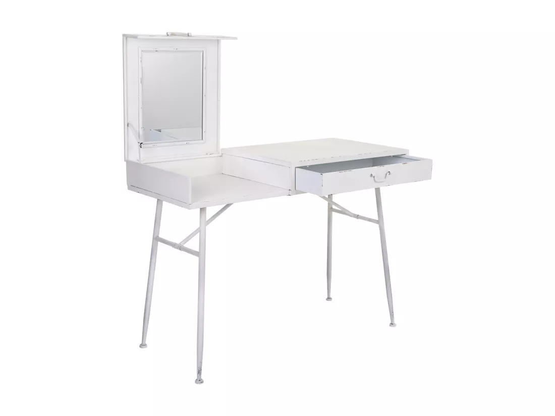 Coiffeuse en métal blanc 110x51x80h