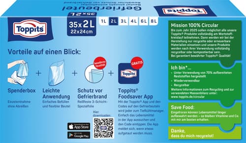 Toppits Gefrierbeutel 2 L