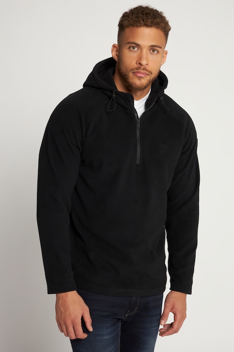 Fleece-Hoodie, Kapuze, halber Zipper